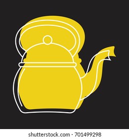 Kettle in doodle style icons vector illustration for design and web isolated on black background. Kettle vector object for labels and logo