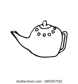 kettle in doodle style. teapot as part of the kitchen interior.