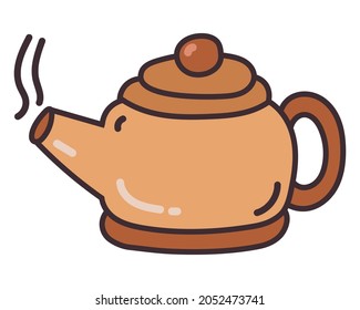 Kettle Doodle Vector Illustration. Comic, Hand drawn.