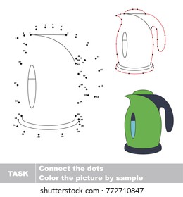 Kettle. Dot to dot educational game for kids.