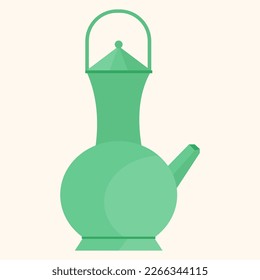 kettle for drinking tea in ramadan month flat vector illustration