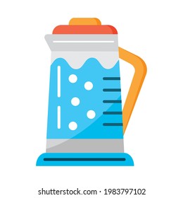 Kettle, electric tea pot flat icon vector. Kitchen small appliances sign. Household tools symbol for app, web. Cooking equipment for boiled water is shown.