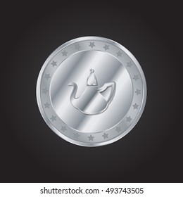 Kettle embossed realistic silver / platinum coin precious Icon / Logo Design