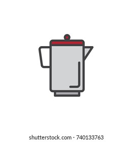 Kettle filled outline icon, line vector sign, linear colorful pictogram isolated on white. Teapot symbol, logo illustration. Pixel perfect vector graphics