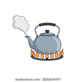 a kettle in the fire with tea