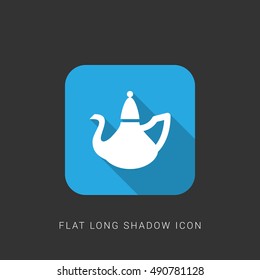 Kettle Flat blue long shadow Icon / Logo Design