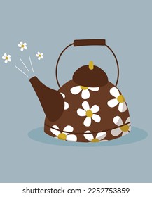 Kettle Flat Design With pattern Daisy