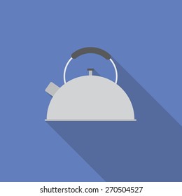 Kettle flat icon with long shadow. Vector illustration EPS10