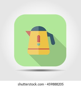 kettle flat icon with long shadow, vector illustration