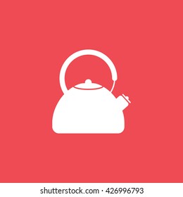 Kettle Flat Icon On Red Background