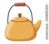 Kettle. Flat vector illustration of teapot isolated on white background. Travel iron kettle, field kitchen, hiking, dishes.