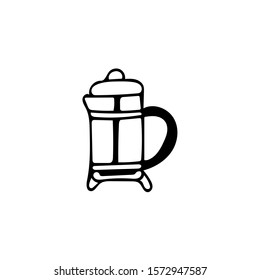 kettle french press in a simple hand drawn scandinavian style. hugge. cozy house.