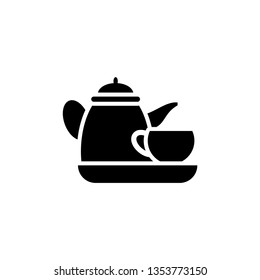 Kettle glass tea vector icon