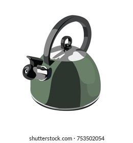 Kettle green realistic vector illustration isolated