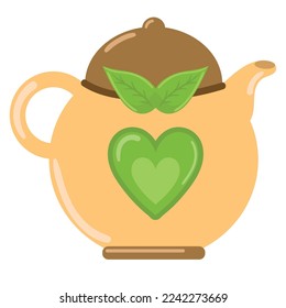 icono del té verde del hervidor aislado
