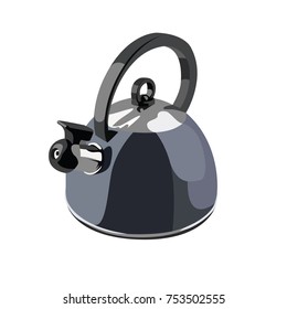Kettle grey realistic vector illustration isolated