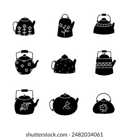 Kettle hand drawn solid icon vector illustration