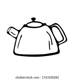 Kettle. Hand drawn vector illustration in doodle style, isolated on a white background.