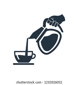 Kettle in hand isolated icon on white background, 400 coffee set, logo and sign