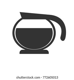 kettle of hot black coffee  on white background is simple. icon cafe menu .
