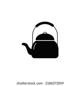 kettle icon in black flat glyph, filled style isolated on white background