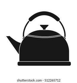Kettle icon in black style isolated on white background. Kitchen symbol stock vector illustration.