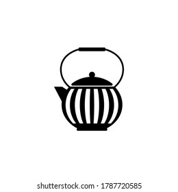 Kettle icon. B&W vector illustration isolated on white.