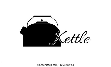 Kettle icon. First letter on the background of graphics. Kettle for boiling water. Graphics for the website, culinary blog, restaurant, bar, cafe, cafeteria, pug, online store, advertisement.