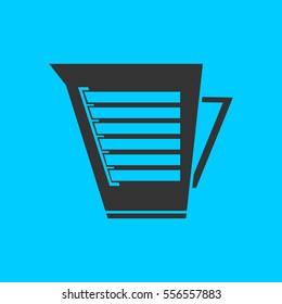 Kettle icon flat. Simple vector black pictogram on blue background