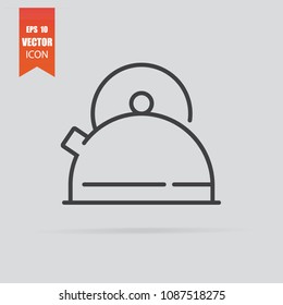 Kettle icon in flat style isolated on grey background. For your design, logo. Vector illustration.