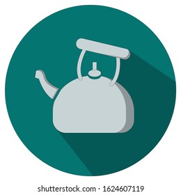 Kettle icon flat white metal