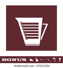 Kettle icon flat. White pictogram on brown background. Vector illustration symbol and bonus icons