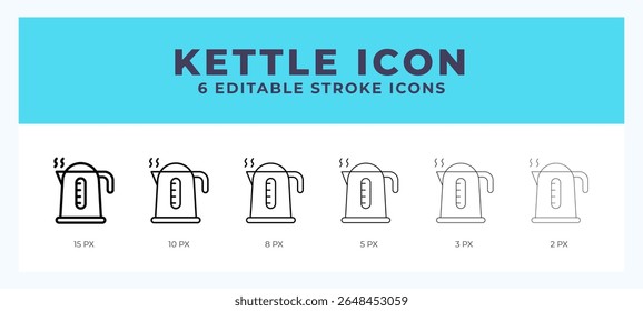 Kettle icon illustration vector with editable stroke.