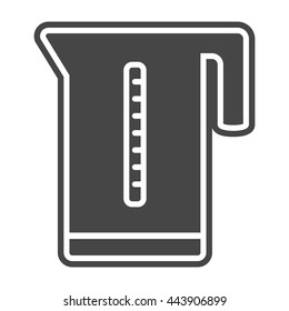 Kettle icon from kitchen appliances set. Solid gray color. Vector isolated illustration.