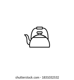 Kettle icon. Kitchen and utensil icon. Simple, flat, black, outline.