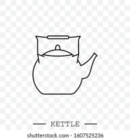 kettle icon line, linear vector. Teapot logo. kettle gas black thin line, linear. Black Kettle with handle icon isolated. Kettle in line art style vector icon. emblem, sign. illustration