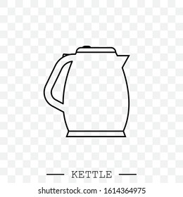 kettle icon line, linear vector. Teapot logo. kettle electric black thin line, linear. Black Kettle with handle icon isolated. Kettle in line art style vector icon. emblem, sign