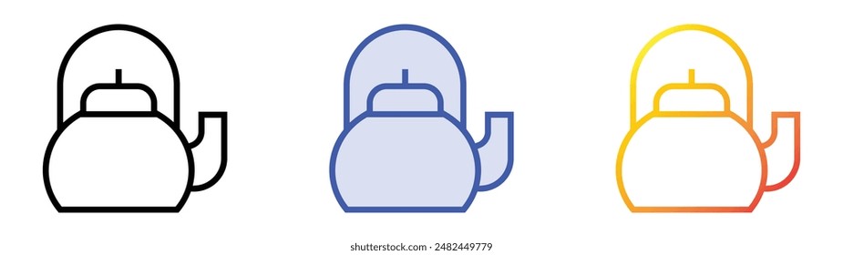kettle icon. Linear, Blue Fill and Gradient Style Design Isolated On White Background