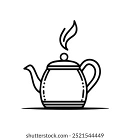 Icono de caldera o símbolo de línea moderna. Vector línea de arte y diseño de iconos con contorno en negrita. Blanco y negro Pixel Símbolo minimalista perfecto aislado fondo blanco. Silueta simple signo delgado