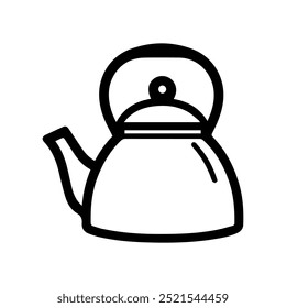 kettle icon or modern line symbol. Vector line art and icon design with bold outline. Black and white Pixel Perfect minimalistic symbol isolated white background. Silhouette simple thin sign