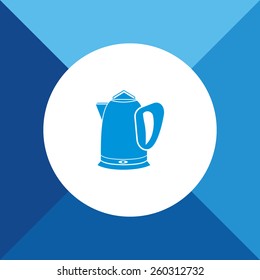 Kettle Icon on Blue Background. Eps-10.