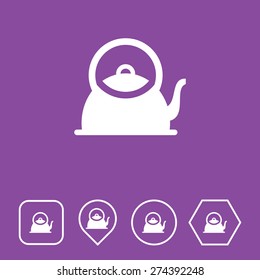 Kettle Icon on Flat UI Colors with Different Shapes. Eps-10.