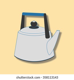 Kettle icon on the yellow background. Vector illustration