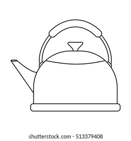 Kettle icon in outline style isolated on white background. Kitchen symbol stock vector illustration.