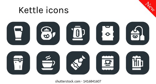 kettle icon set. 10 filled kettle icons.  Simple modern icons about  - Beer, Teapot, Kettle, Tea bag, Coffee