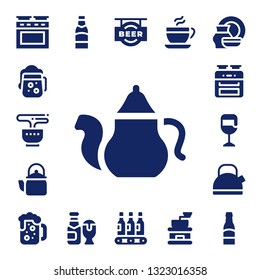 kettle icon set. 17 filled kettle icons.  Collection Of - Oven, Beer, Tea, Teapot, Kettle, Beers, Coffee, Coffee grinder, Porcelain