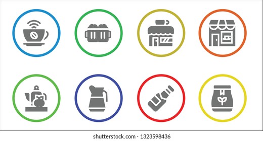 kettle icon set. 8 filled kettle icons.  Simple modern icons about  - Coffee, Teapot, Beers, Beer, Coffee shop, Tea bag