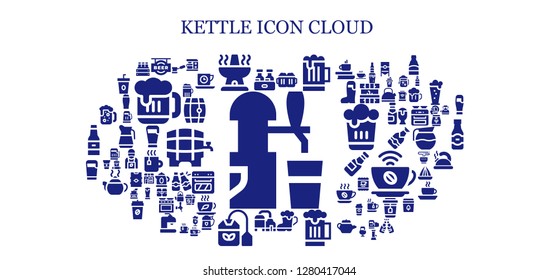  kettle icon set. 93 filled kettle icons. Simple modern icons about  - Beer, Oven, Beers, Tea bag, Coffee, Coffee maker, Tea time, Tea, Barista, Kettle, Coffee shop, Coffee grinder