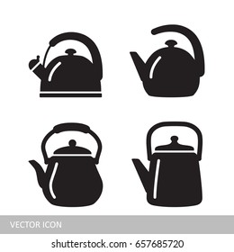 Kettle icon silhouette. Set of vector icons.