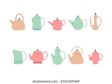 Símbolo de ícone de chaleira Estilo plano. coleção de ilustrações de desenhos animados isolados